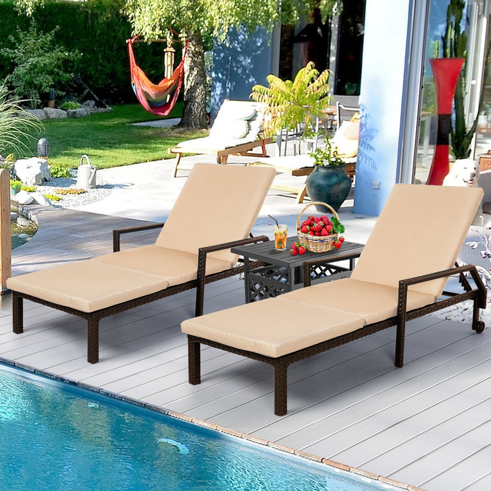 Latitude Run® Preethi 68.1'' Long Reclining Chaises with Cushions and