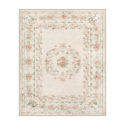 Kaldi Floral Bow Washable Area Rug for Nursery Ultra-Thin Non Slip Soft Boho Carpet for Kids Room