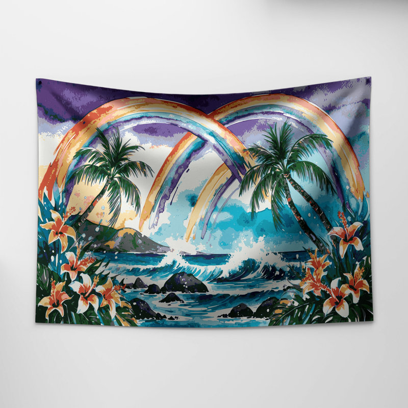 Tapisserie murale hawaïenne «Rainbows», 51 po x 60 po