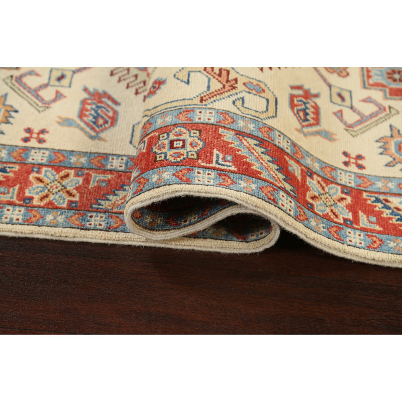 Tapis de couloir unique en laine noué à la main nouvel âge de 2 pi 8 po x 9 pi 8 po ivoire / rouge