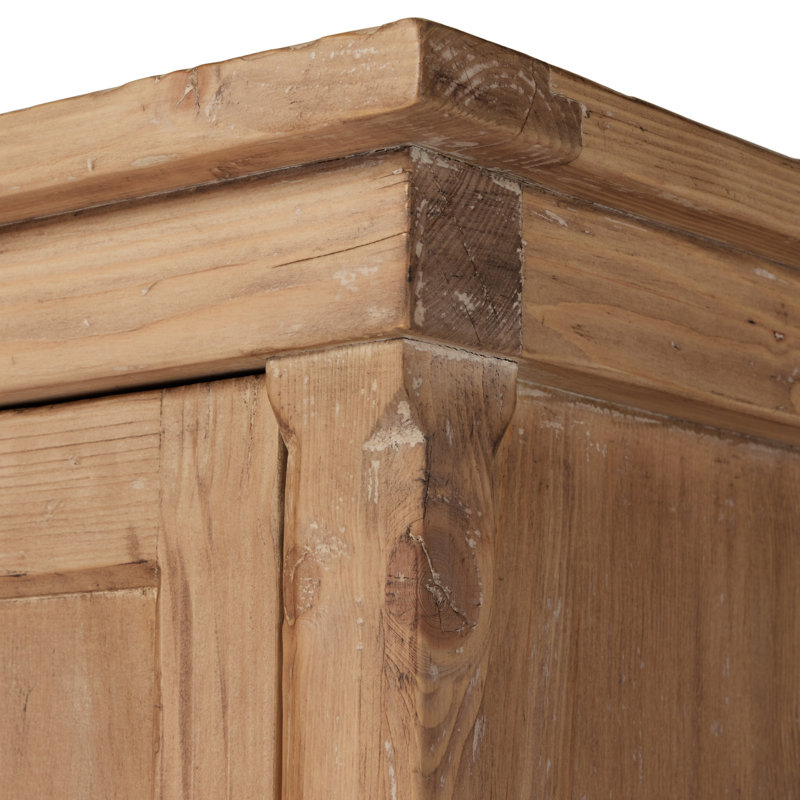 Brimley Solid Wood 4 - Door Accent Cabinet, Aged Light Pine