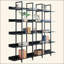 Bibliothèque à 5 niveaux avec bureau ouvert, tablette de style industriel rétro avec structure en métal-895393355