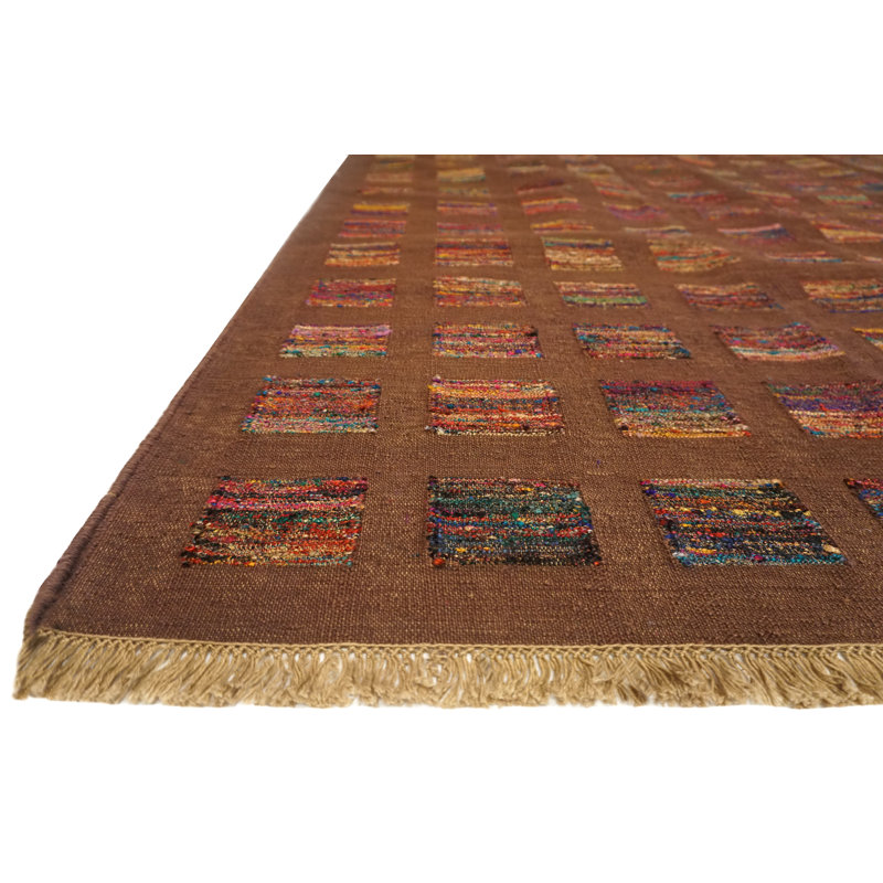 Metropolitan Flatweave Wool Area Rug in Brown, Rectangle 4' x 6'