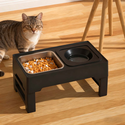 Bols pour chiens et chats 2 en 1 avec support réglable à 4 hauteurs pour chiens et chats de grande taille