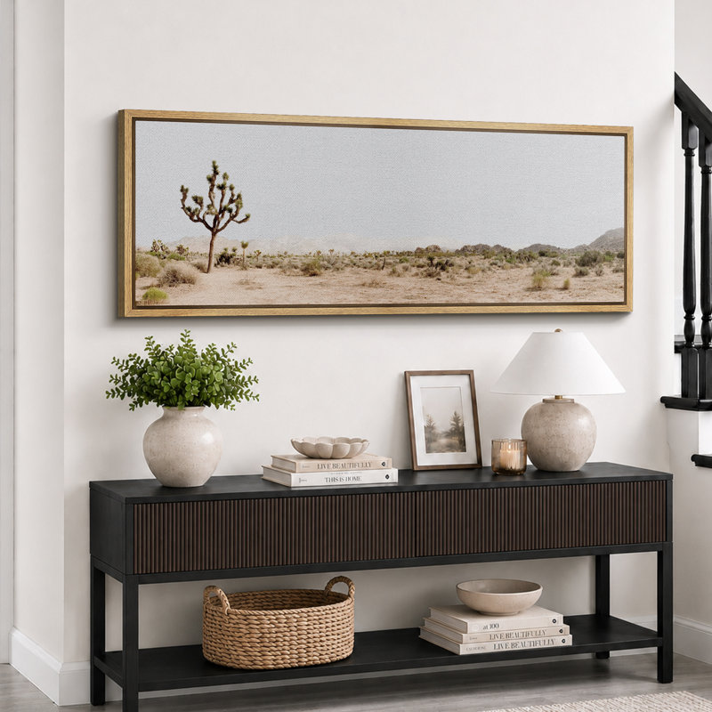 «Cactus Desert», Joshua Tree Retro, chambre à coucher, paysage, très grande impression sur toile encadrée, H 20 po x l 60 po