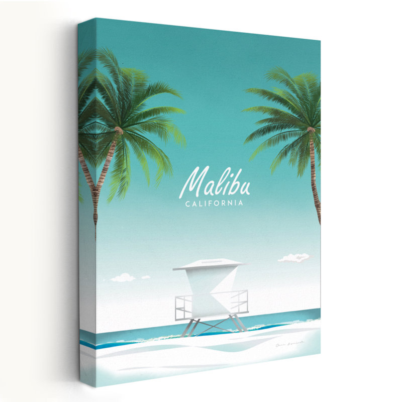 Malibu - Adventure Beach - art californien bleu, H 36 po x l 24 po