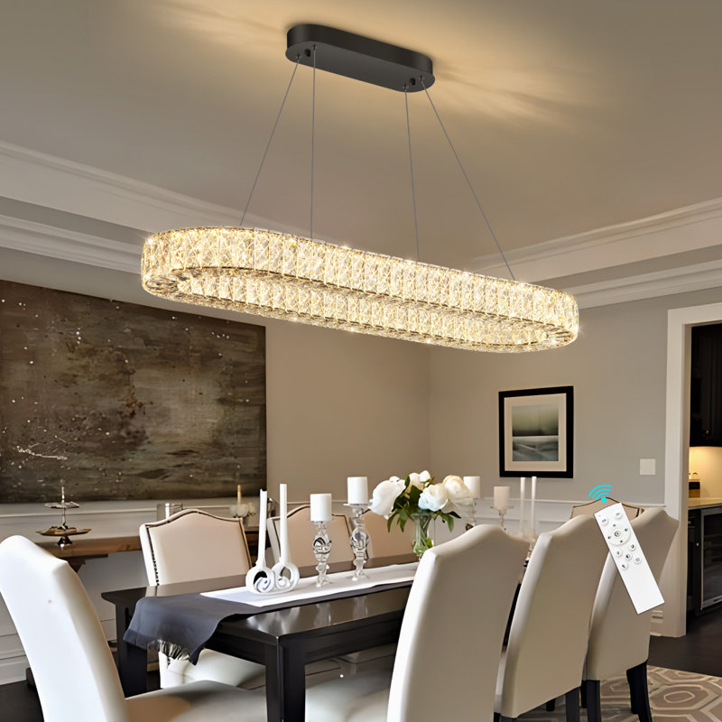 Lustre moderne pour salle à manger, 39.3" Long, Black