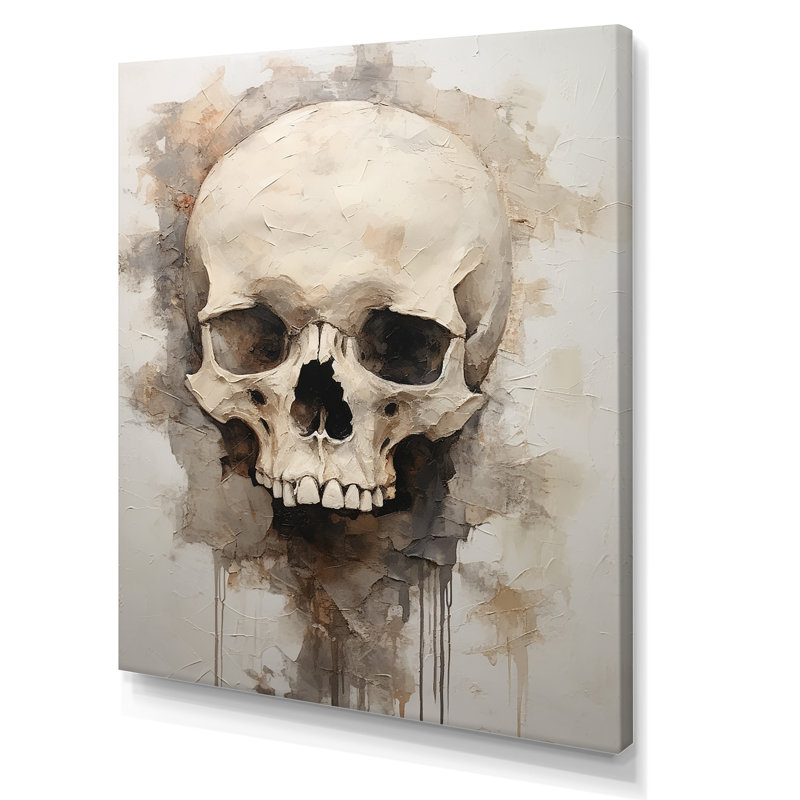 «Skeletal Elegance - Skull», art encadré, H 32 po x l 16 po x P 1 po, Toile tendue