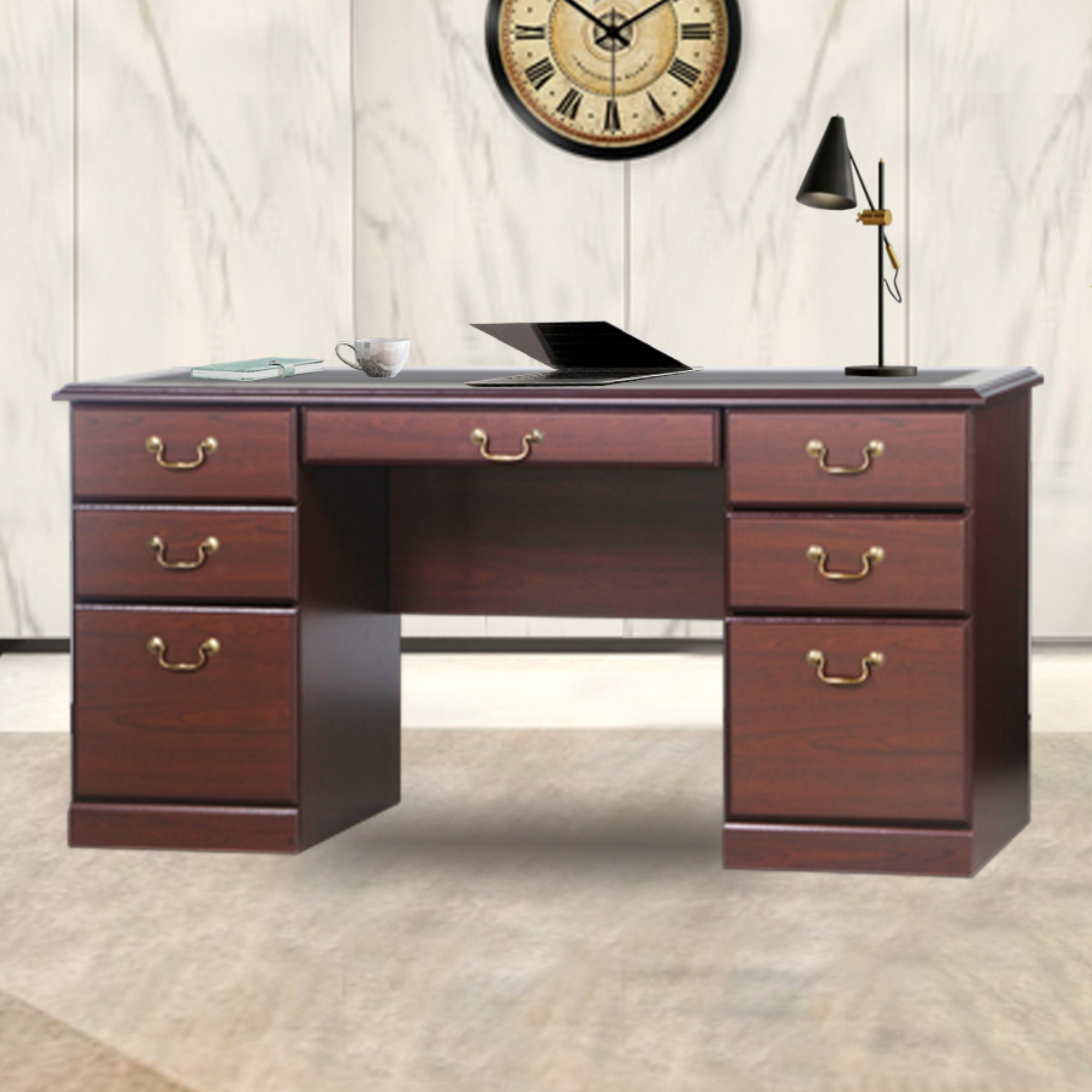 Red Barrel Studio® Elegant Office Desk With Versatile Drawer Storage