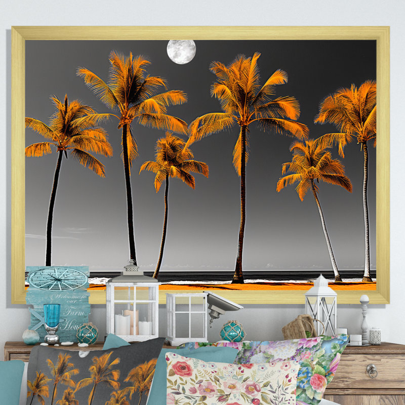 Hawaii Harmony of Yellow Palms sur impression sur toile, H 16 po x l 32 po x P 1 po, Encadrement doré