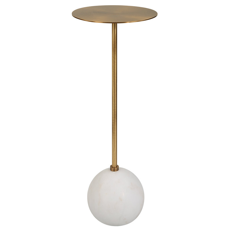 Chaniece End Table, Brushed Brass/White