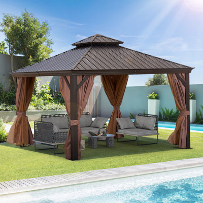 Abri de jardin permanent à toit rigide 12 * 12FT pour patio, jardin, cour arrière