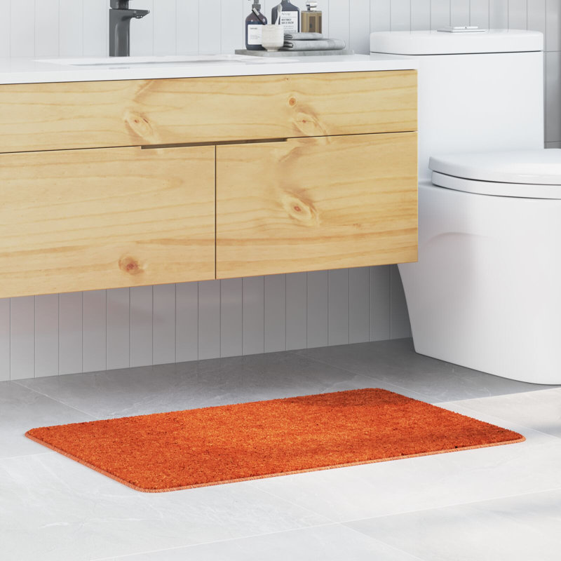 Cotton Non-Slip Bath Mats Rectangular, Orange, 60cm, 90cm