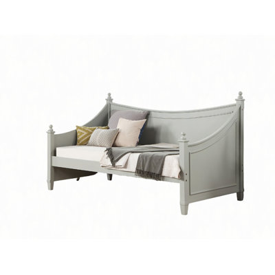 Transitional Style Molding Design Daybed Mattress Ready Poster Design With Finials Solid Wood Structure