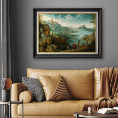 «Mountain Lake Valley», art rétro, images de salle de bureau, impression sur toile encadrée sur toile.