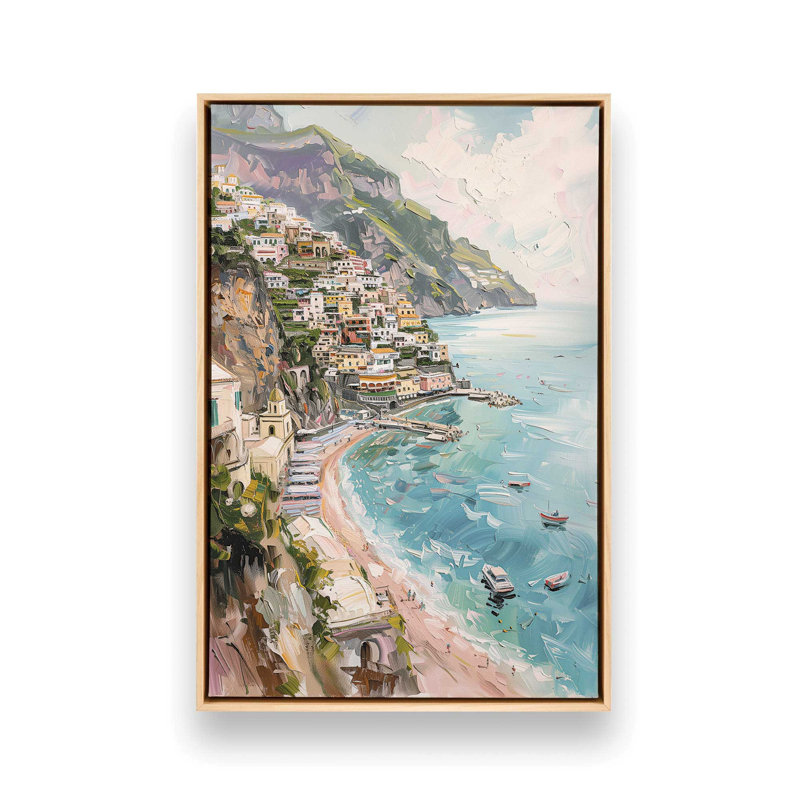 «Coastal Charm On Canvas» par Azure Artisanal Studio, reproduction, Cadre américain en érable flottant