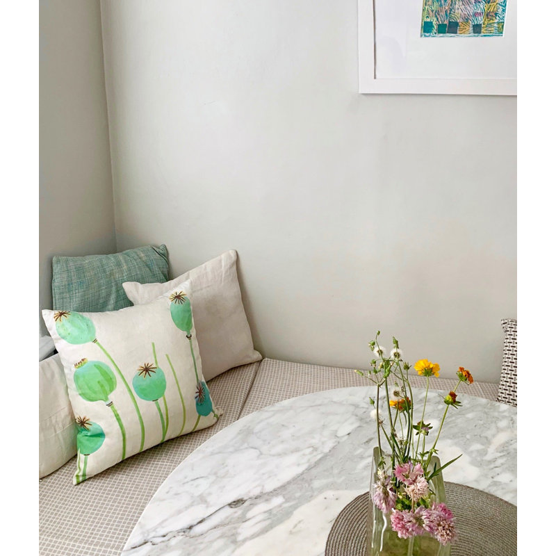 Square Pillow Cover & Insert, Green/White
