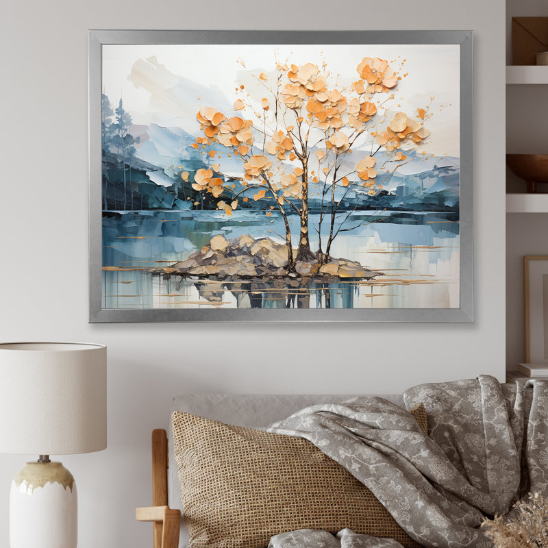 Érable doré sur toile Gilded Beauty, Cadre photo argenté, H 30 po x l 40 po x P 1,5 po