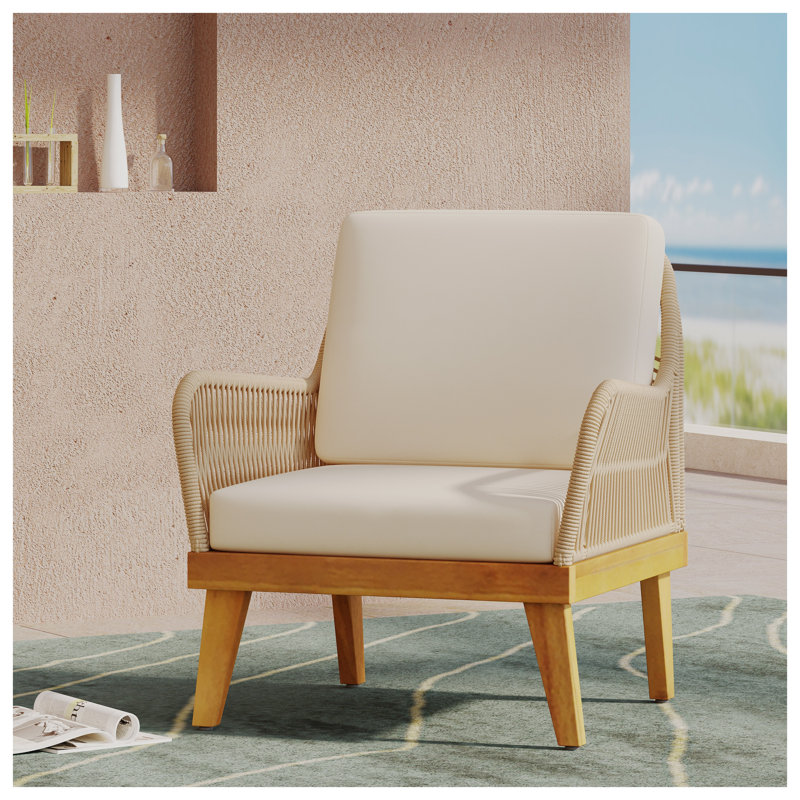 Fauteuil club en bois d'acacia tressé Annisa