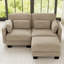 Causeuse en chenille, capitonnée, modulaire, 2 pièces, causeuse avec repose-pieds mobile, chameau, coussins en mousse haute résilience-1746412955-1746412954