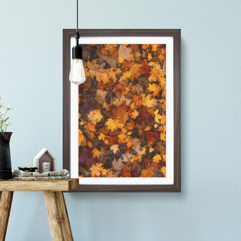 Fallen Leaves - Picture Frame Painting Print, 45cm H x 33cm W x 2cm D, Walnut Framed