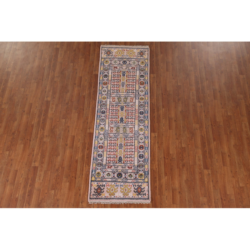 Tapis de couloir géométrique en laine 3x8