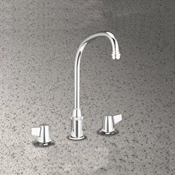 Dual Handle Classroom/Institutional Faucet with Retractable Spray