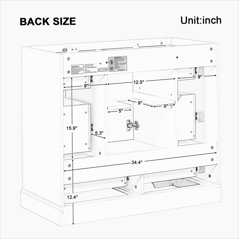 Green Solid Wood and MDF Freestanding Bathroom Vanity Base with Six Drawers