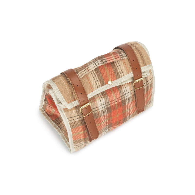 Autumn Tartan Effect Picnic Cooler Pouch Bag, Red/Brown