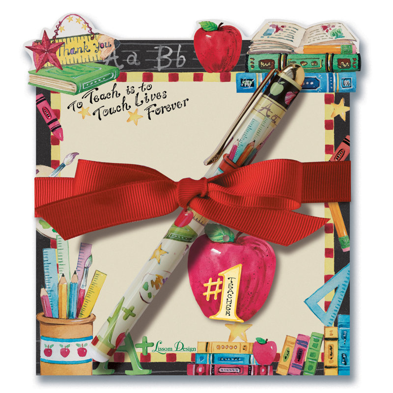 Lissom Design Die-Cut Notepad Set, 5 x 4.5-Inches, No. 1 Teacher