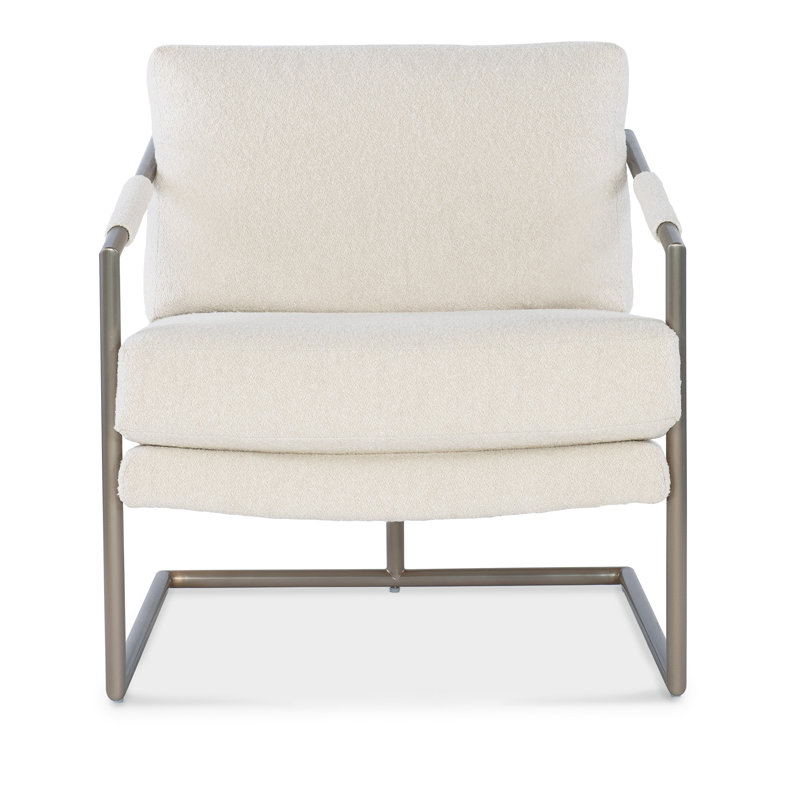 Inverness Natural Beige Leather and Metal Armchair
