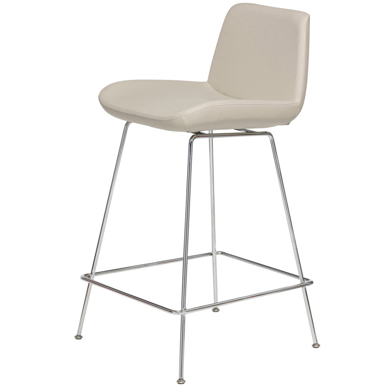 Tabouret de bar et de comptoir Jabreya, Tabouret de comptoir (siège d'une hauteur de 25 p, Chrome chrome, Os