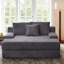 Méridienne surdimensionnée en flanelle 65,35 po pour salon avec 2 coussins de dossier et 1 coussin décoratif, rembourrage en mousse pure, sans assemblage requis, gris-117969489