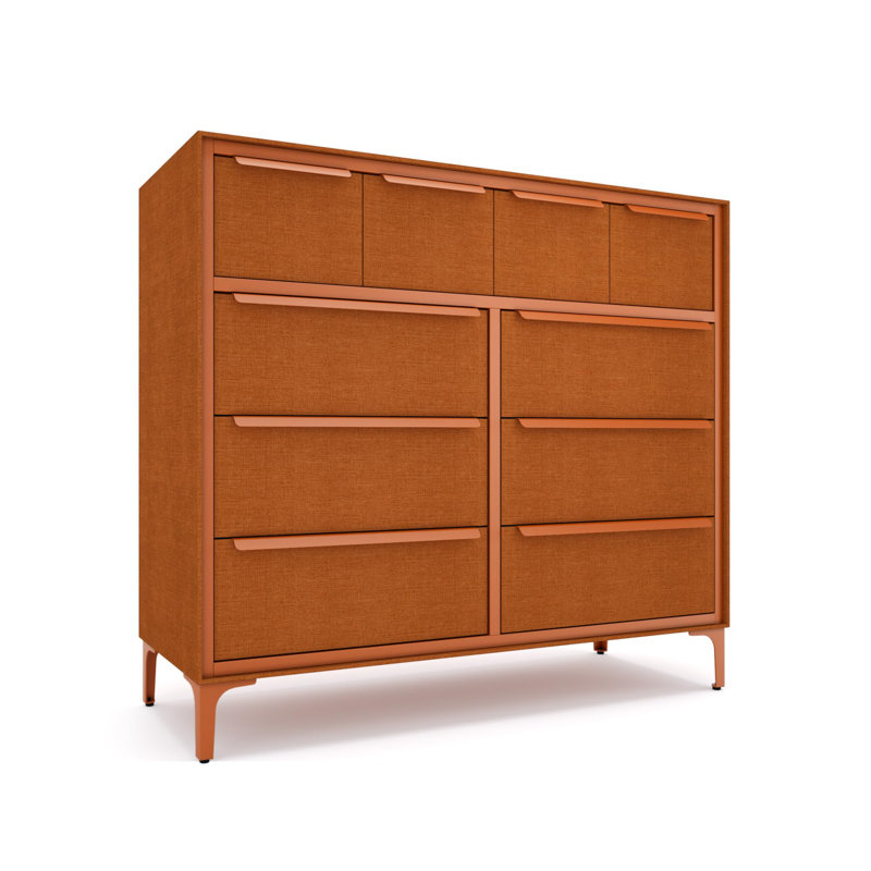 Naima 10 Drawer Fabric Dresser – Orange, Orange, 14"D x 39.2"W x 35.8"H (10 Drawers)