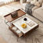 40. Table basse moderne en placage de noyer de 16 pouces