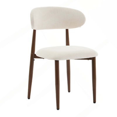 Dining Chairs Metal Kitchen Chairs with Modern Fabric Upholstered for Dining Room, Beige