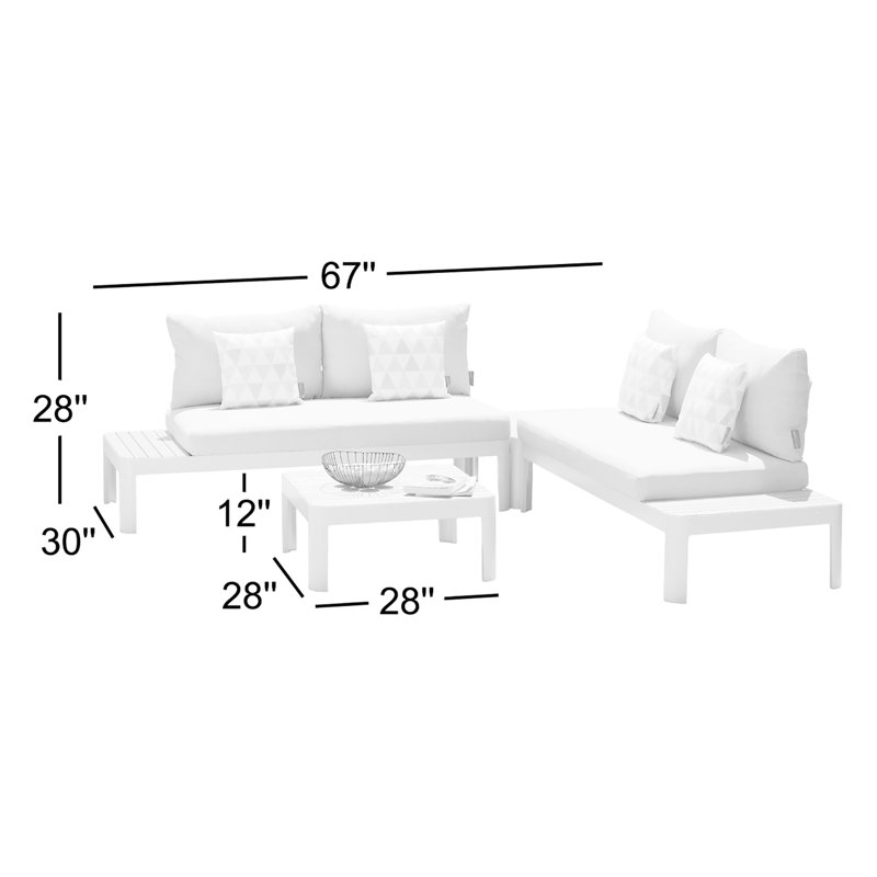 Additri Leeson 4Pc 100% FSC Solid Teak Outdoor Patio Seatig Set, Gray