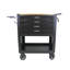 Armoire à outils roulante à 4 tiroirs avec roulettes - Chariot de rangement mobile robuste avec plateau en bois de chêne et tiroirs verrouillables, noir-1680349039