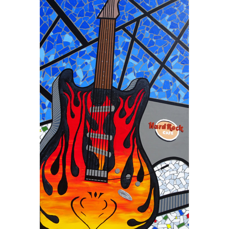 Peinture sur toile originale «The Hard Rock at Universal Studios» par Anginette