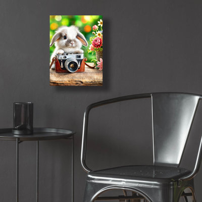 «Smile For Bunny» par Rey Klimt, art mural acrylique, 12 po x 16 po