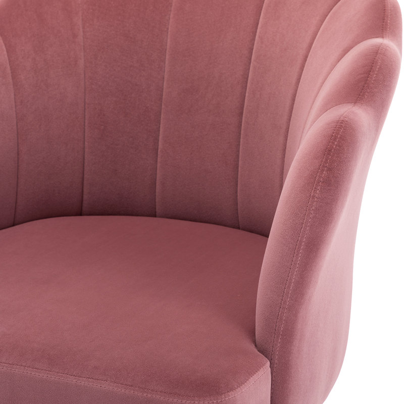 Fauteuil demi-tonneau 26,75 po, Velours rose