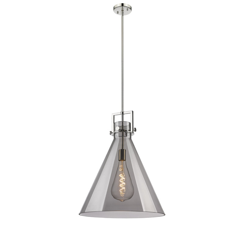 Luminaire suspendu avec tige 30 po Coterie, Plaqué couleur fumée, H 22,75 po x l 18 po x P 18 po, Nickel poli