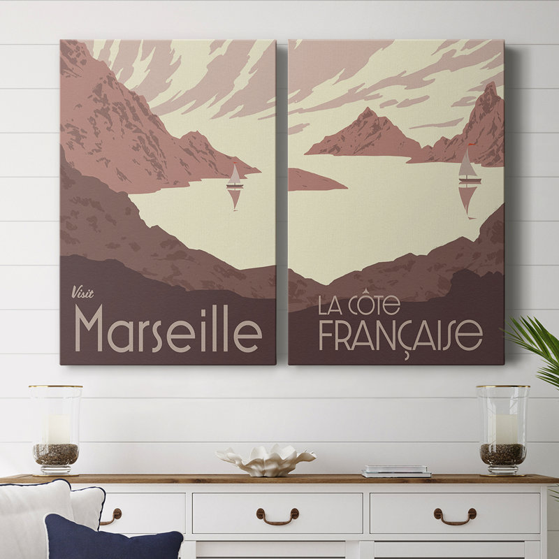 Côte française I - Toile tendue avec châssis de qualité supérieure - Prêt à être accroché