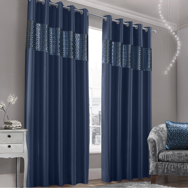 Sidman Curtain, 66cm Width x 90cm Drop, Navy