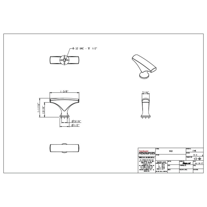Aiden 1 5/8" Length Bar Knob, Brushed Oil Rubbed Bronze