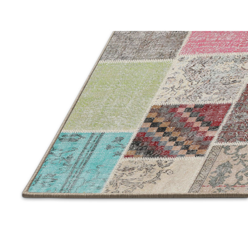 Tapis gris/rose/beige contemporain, Rectangle 4 pi x 6 pi