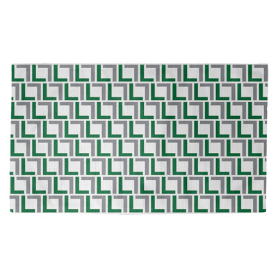 Tapis géométrique vert / gris / blanc