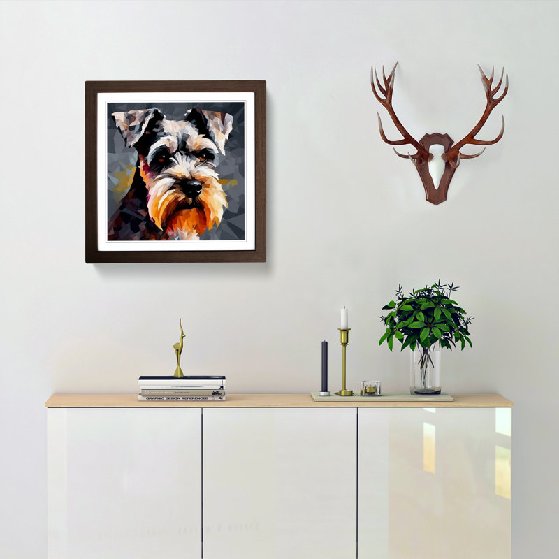 Schnauzer Abstract No.4 - Framed Print, Walnut