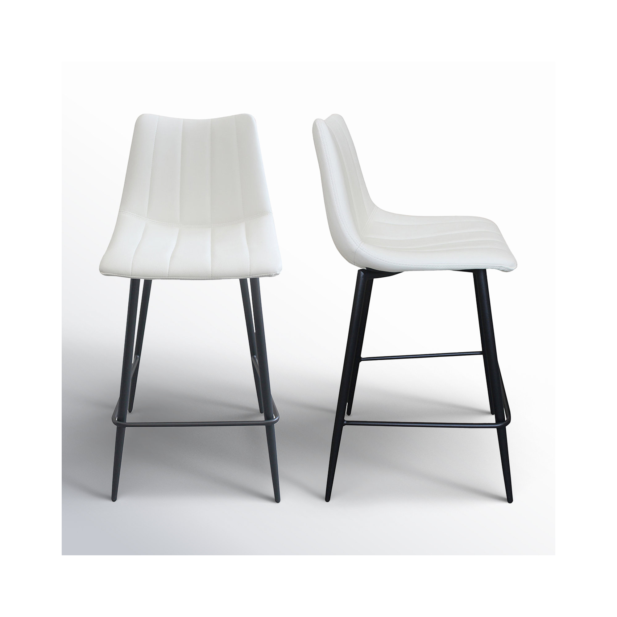 Finnigan Counter & Bar Stool, Ivory/Faux Leather, Counter Stool (26" Seat Height)