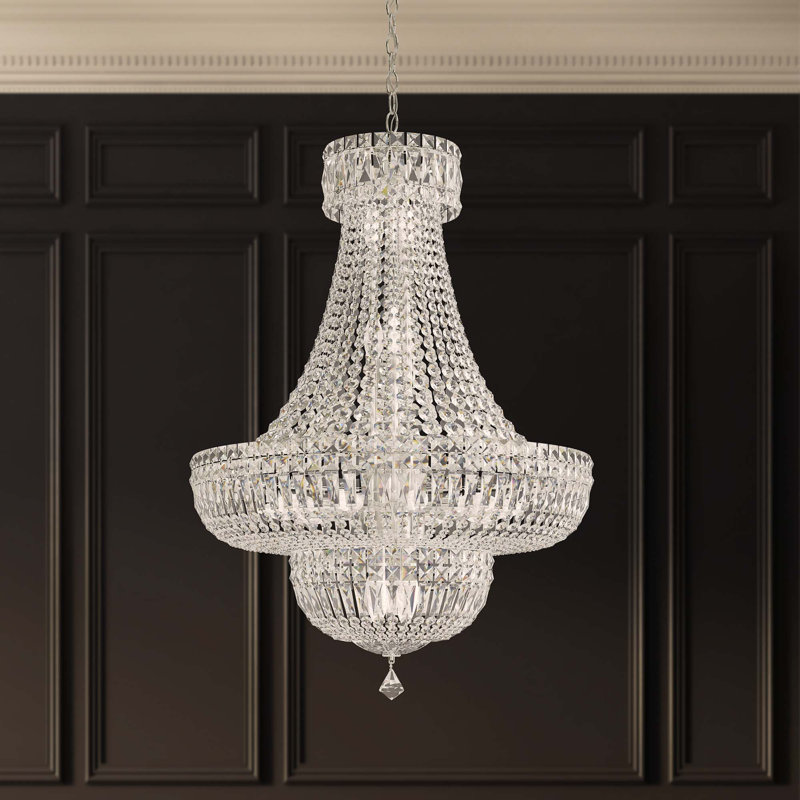 Petit Crystal Deluxe 23 Light 24in x 34in Chandelier in Silver with Clear Optic Crystals, Czech, Silver